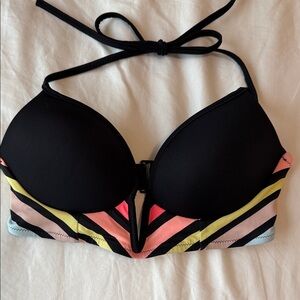 PINK Victoria's Secret Black and Multicolor Bikini Top